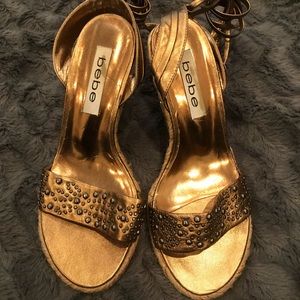Bebe lace up wedges size 7